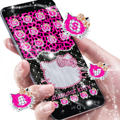 Pink Black Diamond Kitty Leopard Theme иконка