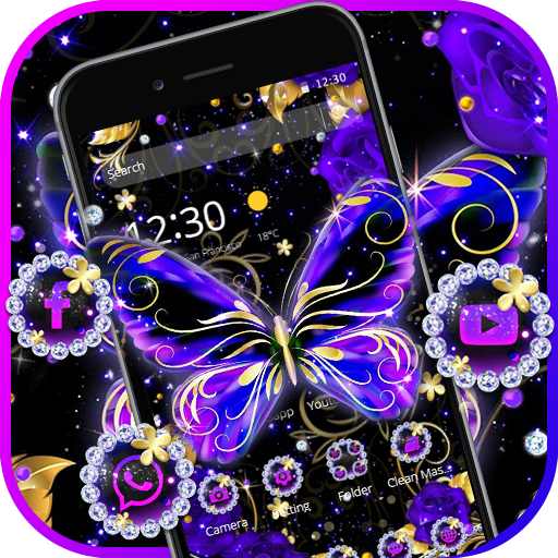 Purple Glitter Diamond Butterfly Theme icon