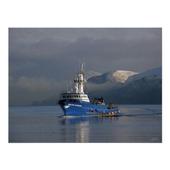 Fishing on ship in Ocean icon