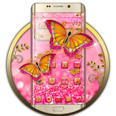 الوردي بريق الفراشة الموضوع أيقونة