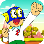 Hero boy save friends icon