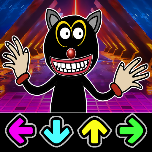 Cartoon black cat FNF Battle icon