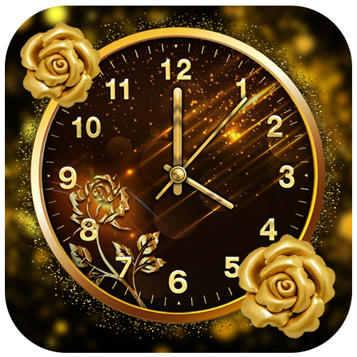 Golden Rose Clock Live Wallpaper icon