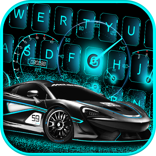Neon Racing Sports Car Keyboard icon