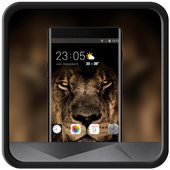 Theme for phone 7 plus black lion shadow close icon