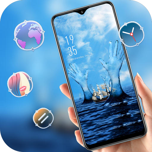 Abstract theme Hand of the ocean icon