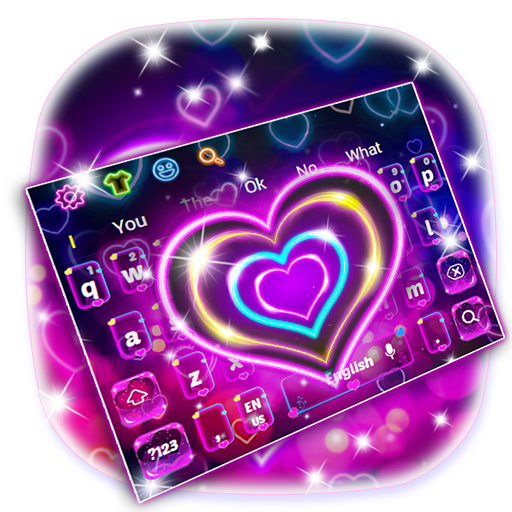 Lavender Neon Heart Keyboard Theme icon