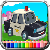 Painting Police Car Coloring Book Game for Kids icon