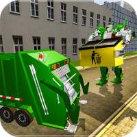 Real Robot Transformation Garbage Truck Driving 3D