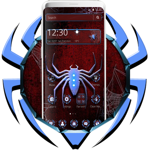 Tema spaventoso ragno blu icon