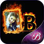Fire Text Photo Frame on 9Apps