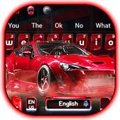 Tema de teclado vermelho corrida carro esportivo