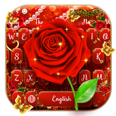 Shiny red rose gold butterfly keyboard theme icon