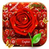 Shiny red rose gold butterfly keyboard theme on 9Apps