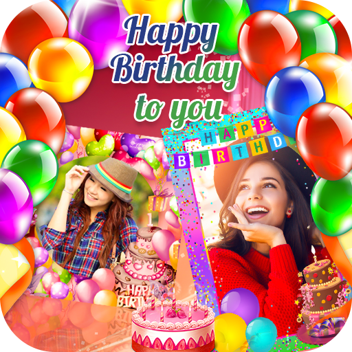 Happy birthday dual photo frame icon