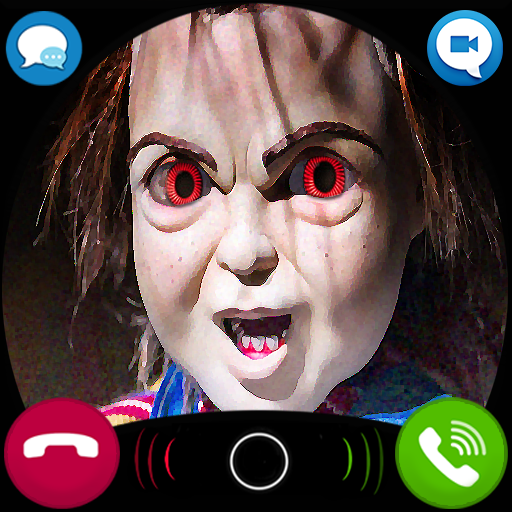 video call and chat simulator with scary doll icon