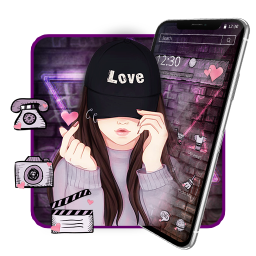 Cute Purple Anime Girly Love Theme icon