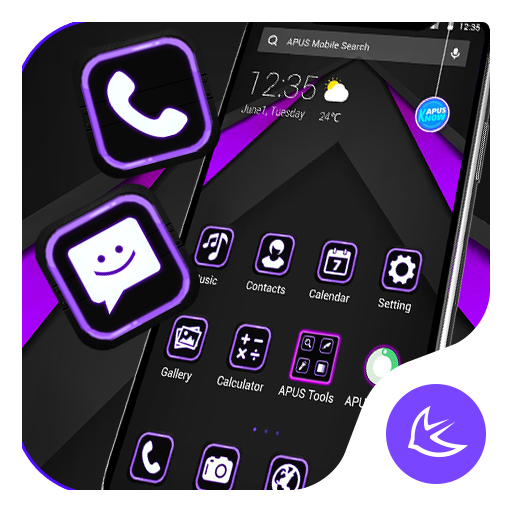 Black &amp; Purple APUS Launcher theme أيقونة