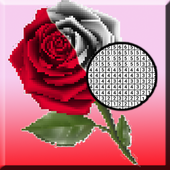 Roses Coloring By Number Pixel Art أيقونة