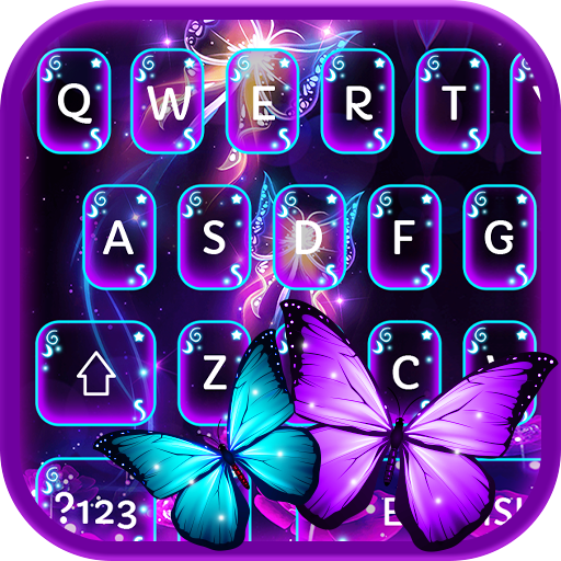 Neon Sparkle Butterfly Keyboard icon