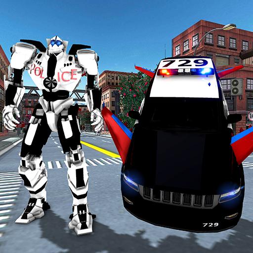 Flying Police Car Robot:Cop Shooting Game icon