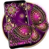 Clavier papillon violet or