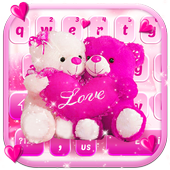 Pink Cute Teddy Couple Keyboard icon