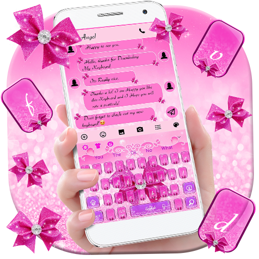 Glitter Pink Bowknot Keyboard Theme icon