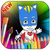 Coloring game to draw PJ with mask icon