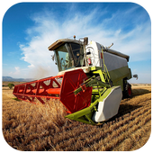Farm wheat harvester puzzle icon