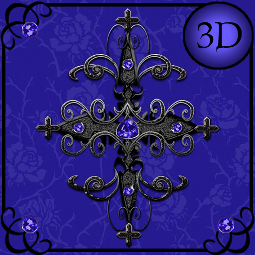 Blue Gothic Cross 3D Next Launcher theme icon
