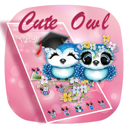 Pink Lovely Cute Owl Theme icon