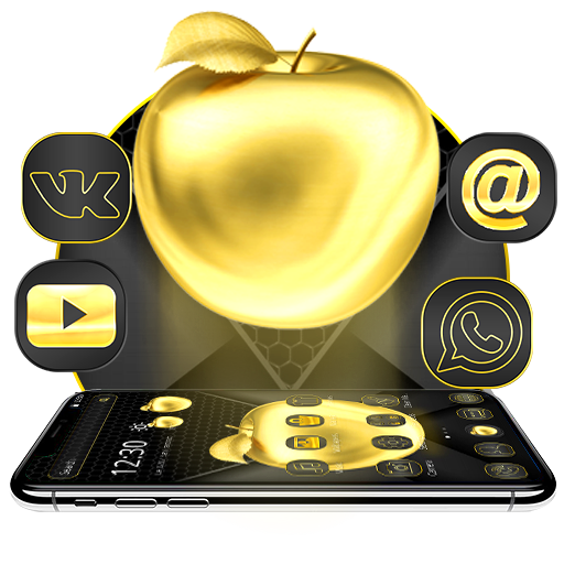 Golden Black Apple Launcher Theme🍎 icon
