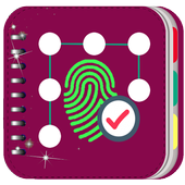 Secure diary with fingerprint and lock icon