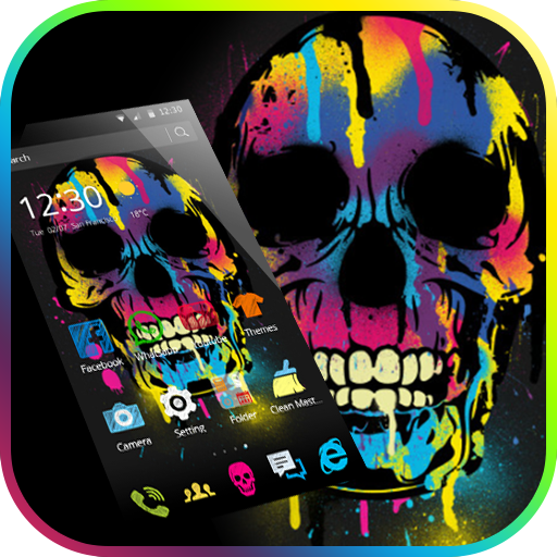 Fancy Colorful Graffiti Skull Theme иконка