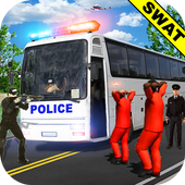 Offroad policía autobús juego icon