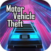 Cool neon motor theft city adventure game theme icon