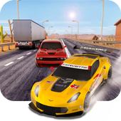 Trafik yarışı araba hızlı sürüklenme 3d aydınlatma icon