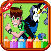 ban 10 coloring alien game icon