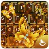 Glitter Sparkling Golden Butterfly Keyboard Theme on 9Apps