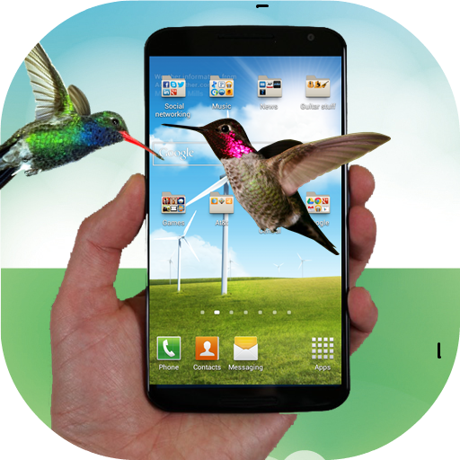 Hummingbird fly in phone icon