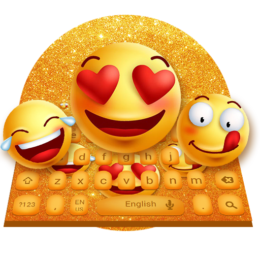 3D Beautiful Cute Glitter Smiley Face keyboard icon