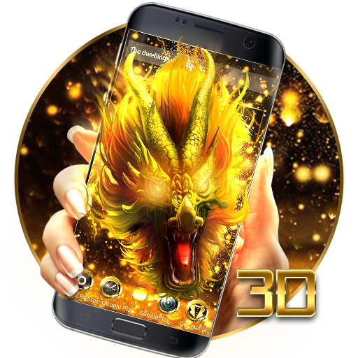 3D gold fire dragon theme icon