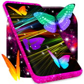 Neon butterflies on screen icon