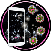 Black diamond shiny theme &amp; lace flower icon icon