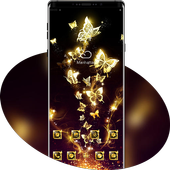 Golden shining butterfly in the dark theme icon