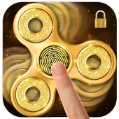 Golden fidget spinner&amp;fingerprint locker for prank icon