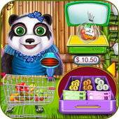 Supermarket Panda Family Shopping Game icon