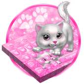 Elegant Pink Glitter sheen Cat Keyboard Theme on 9Apps