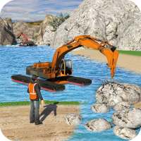 Water Surfer Excavator Crane 3D: Construction Site